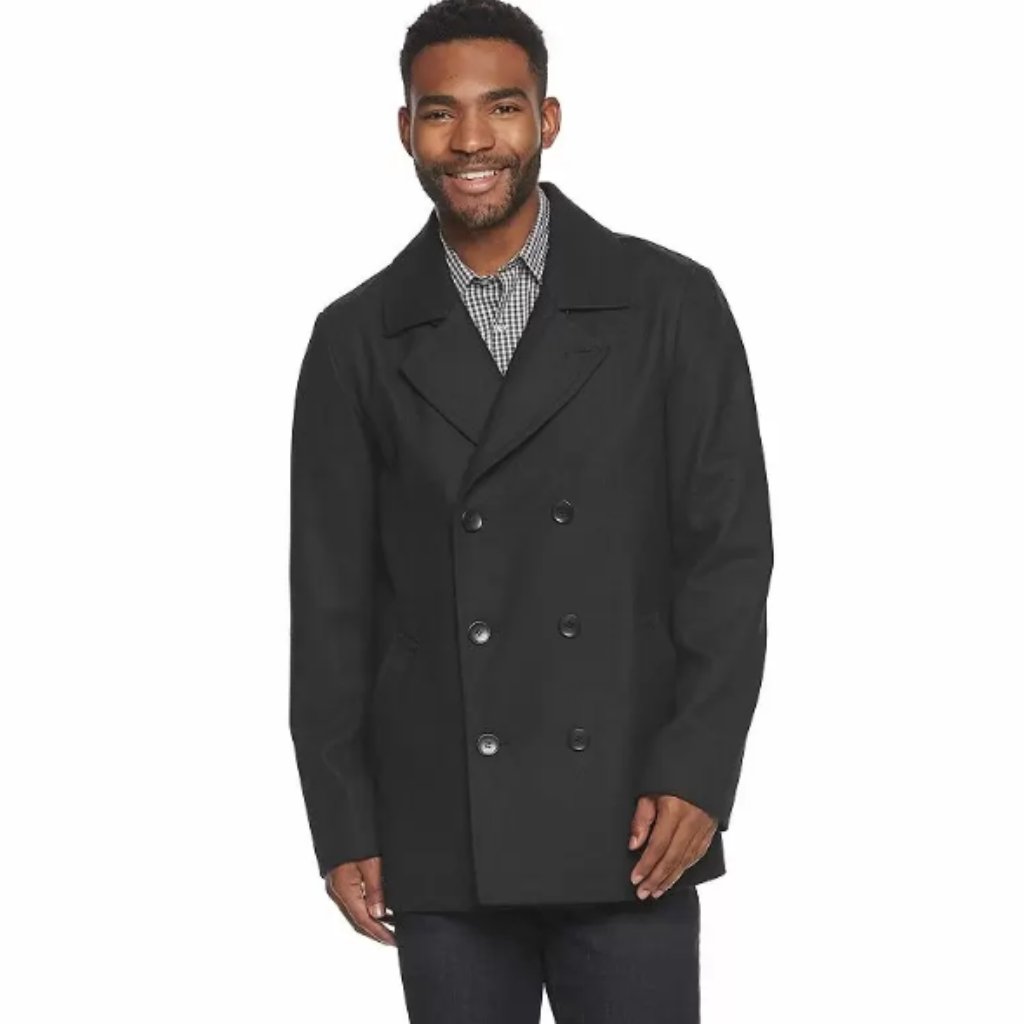 Mens Ike By Ike Behar WoolBlend DoubleBreasted Peacoat